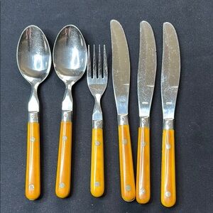 Stainless Steel Cutlery Set with yellow/gold Handles
